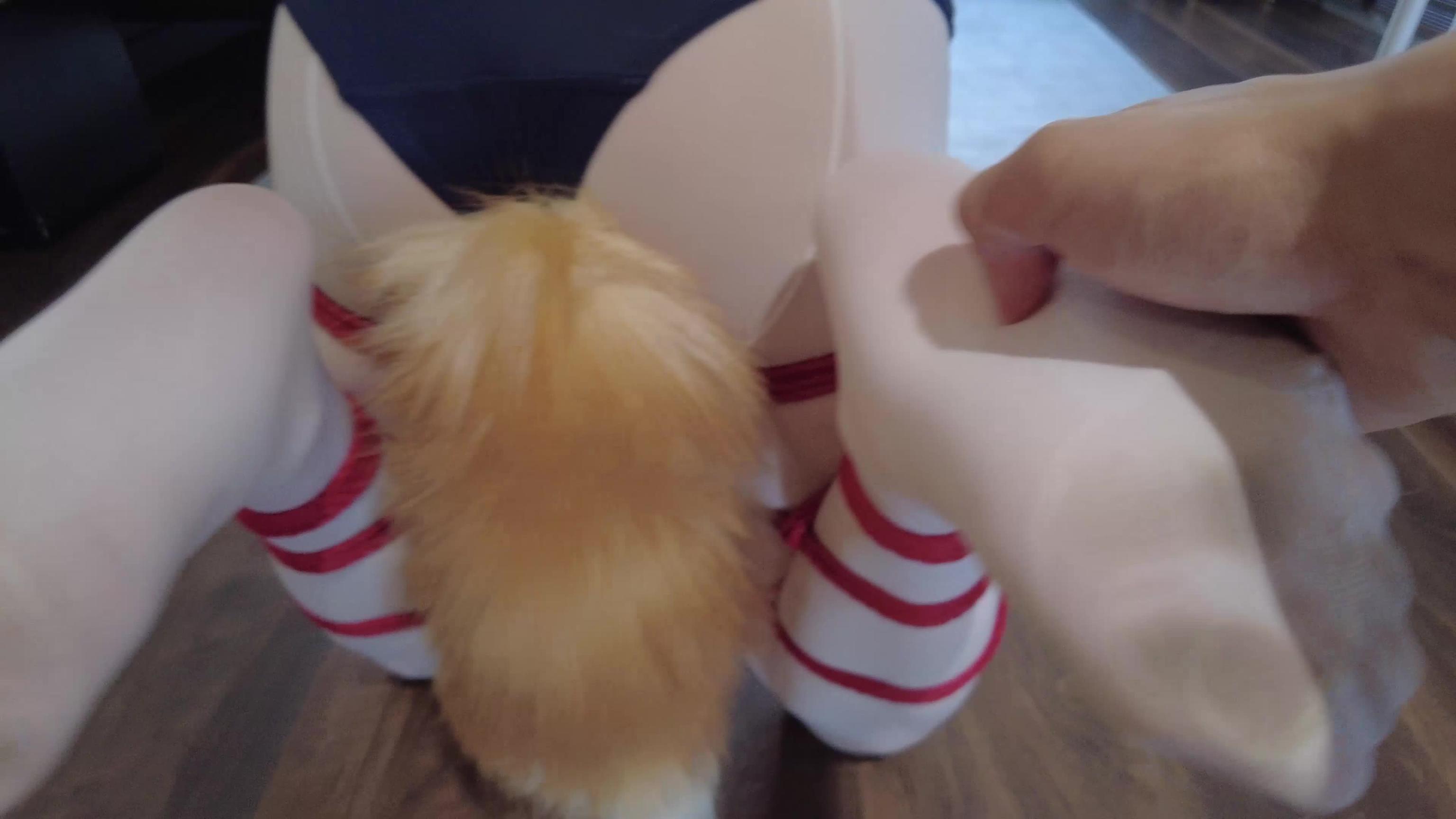【鹿角与猫爪】菱缚犬缚半吊,狗狗面具内置充气口塞,头部吊起,刚勾拉拽,鞭打,塑料袋套头绝闷,发射特写 预览截图 5