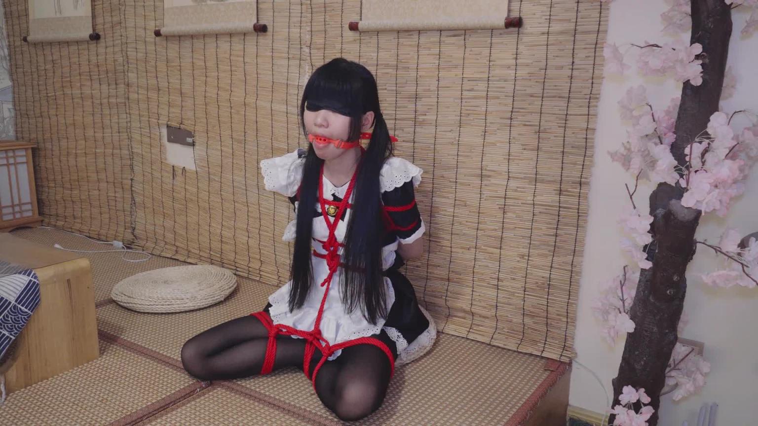 【冷与贝】黑丝红绳女仆妹妹捆绑调教(口球,棒棒,gc) 预览截图 6