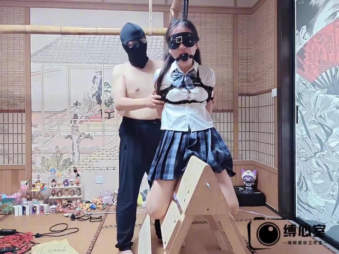 【缚心室】双马尾JK少女的绳缚地狱!一天高强度折磨,木马、驷马、吊缚折磨,炮机+AV棒,多种刺激轮流上阵,一次次GC颤抖一次次力竭 预览截图 2