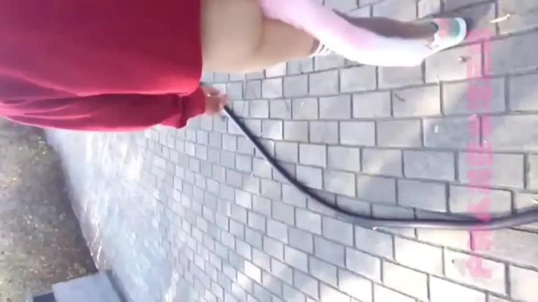 【高中母狗】调教高中少女户外露出,在马路上学狗爬 预览截图 1