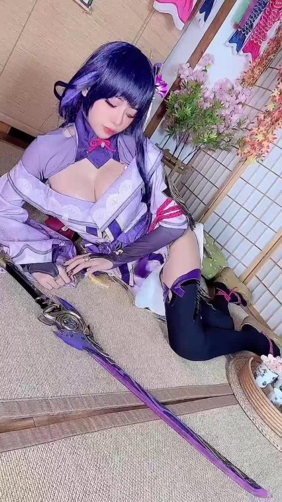 Byoru–RaidenShogun极品爆乳阴部若隐若显#COS 预览截图 5