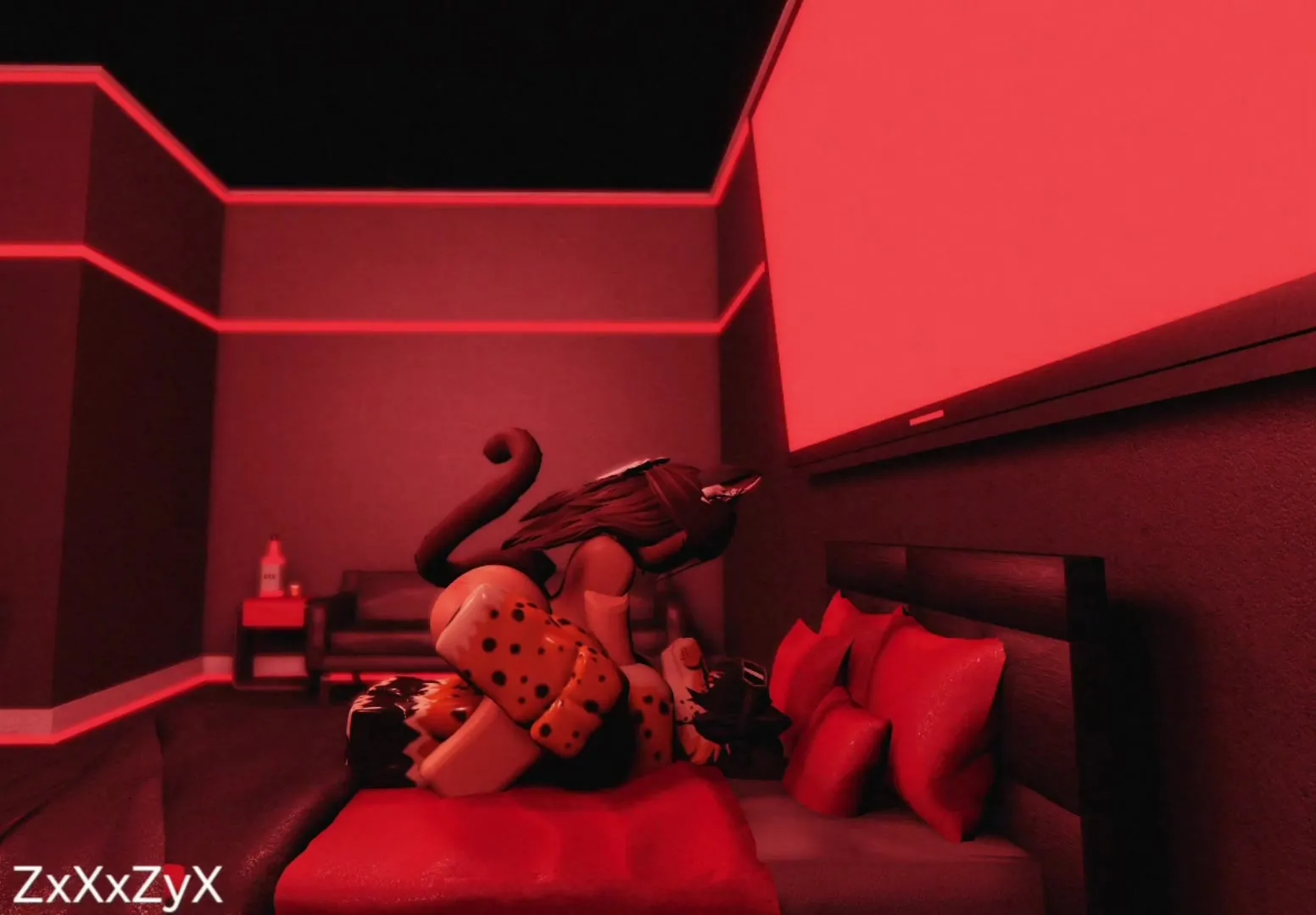 毛茸茸的猎豹和猫女交配