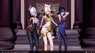 MMD-夜兰、凝光和申鹤被控制的脱衣舞 视频封面