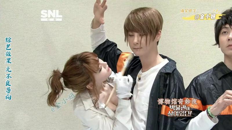 这个博物馆里的《神话组合》模型不仅会说话，没有人的时候他们还会动，snl korea韩国综艺 神话组合、金瑟祺、徐宥利、朴宰范